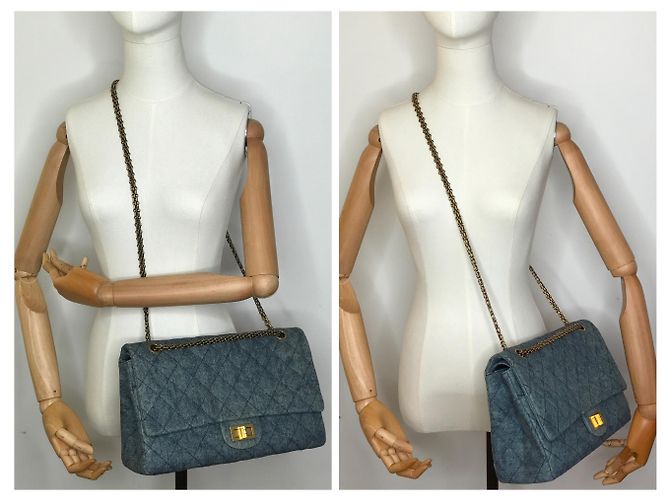 Chanel Jumbo 2.55 Dbl Flap bag Denim Blu - vista 5