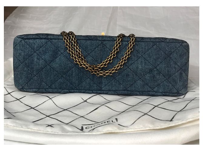 Chanel Jumbo 2.55 Dbl Flap bag Denim Blu - vista 9