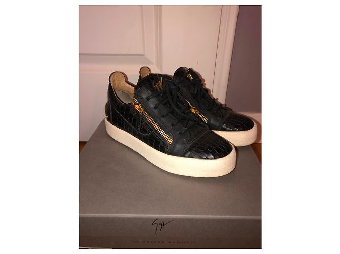 Giuseppe Zanotti Sneaker Exotisches Leder Schwarz Weiß Gold Golden - Ansicht 2
