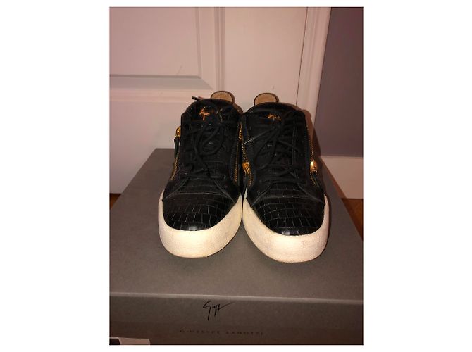 Giuseppe Zanotti Sneaker Exotisches Leder Schwarz Weiß Gold Golden - Ansicht 3