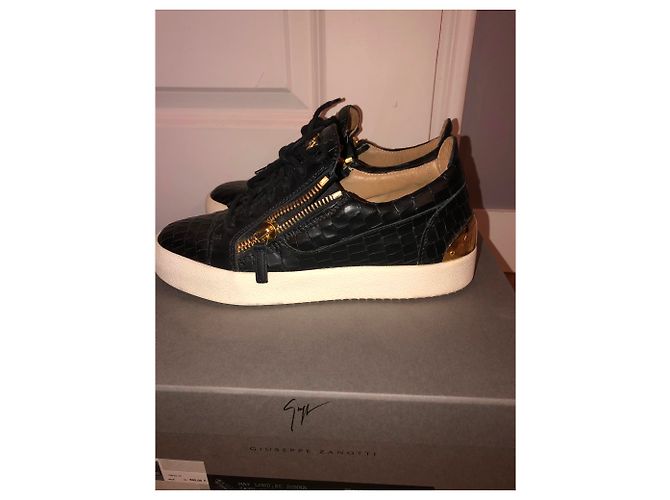 Giuseppe Zanotti Sneaker Exotisches Leder Schwarz Weiß Gold Golden - Ansicht 4