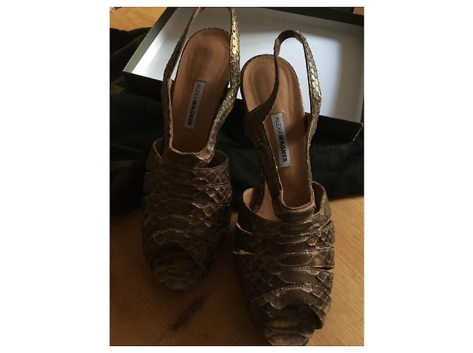 Autre Marque Alexa Wagner Pythonledersandalen Bronze 39 - Ansicht 4