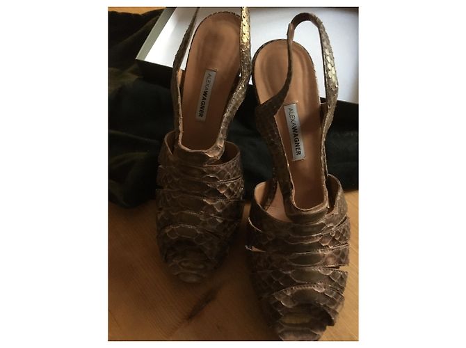 Autre Marque Alexa Wagner Pythonledersandalen Bronze 39 - Ansicht 5