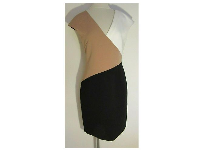 Diane Von Furstenberg Colourblock Kleid schwarz elfenbein kamel Weiß Karamell - Ansicht 2
