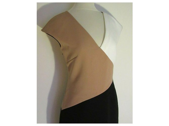 Diane Von Furstenberg Colourblock Kleid schwarz elfenbein kamel Weiß Karamell - Ansicht 3
