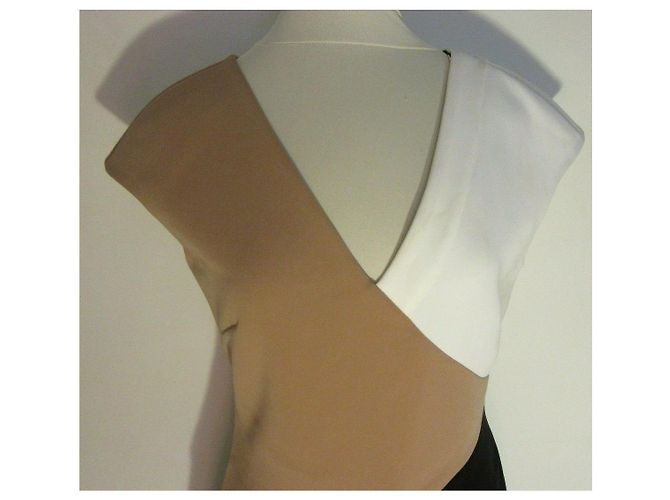 Diane Von Furstenberg Colourblock Kleid schwarz elfenbein kamel Weiß Karamell - Ansicht 4