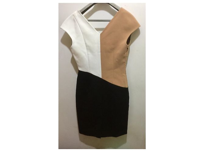 Diane Von Furstenberg Colourblock Kleid schwarz elfenbein kamel Weiß Karamell - Ansicht 7
