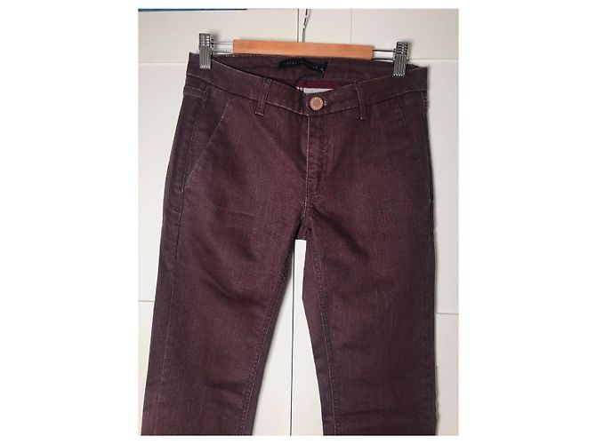 Vaqueros Stove Pipe Victoria Beckham marrón rojo oscuro denim Castaño Burdeos - vista 4