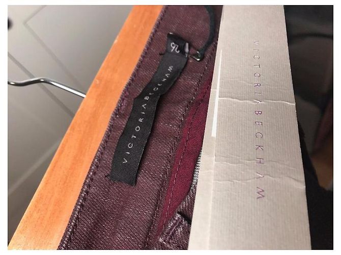 Vaqueros Stove Pipe Victoria Beckham marrón rojo oscuro denim Castaño Burdeos - vista 5