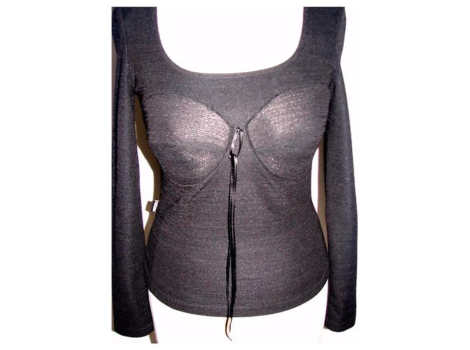 Top corsetto nero a maniche lunghe Moschino Cheap And Chic - vista 3