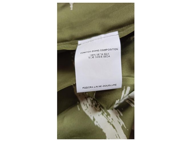 Falda de seda estampada Yves Saint Laurent Beige Caqui - vista 5