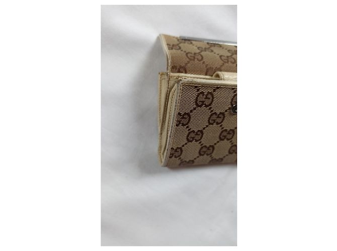 Portafoglio Gucci Monogramma e Pelle Beige - vista 6