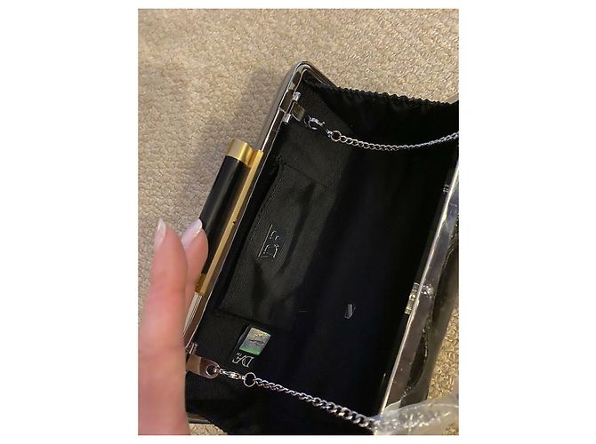 Diane Von Furstenberg DvF Tonda clutch grande Nero Argento Grigio - vista 3