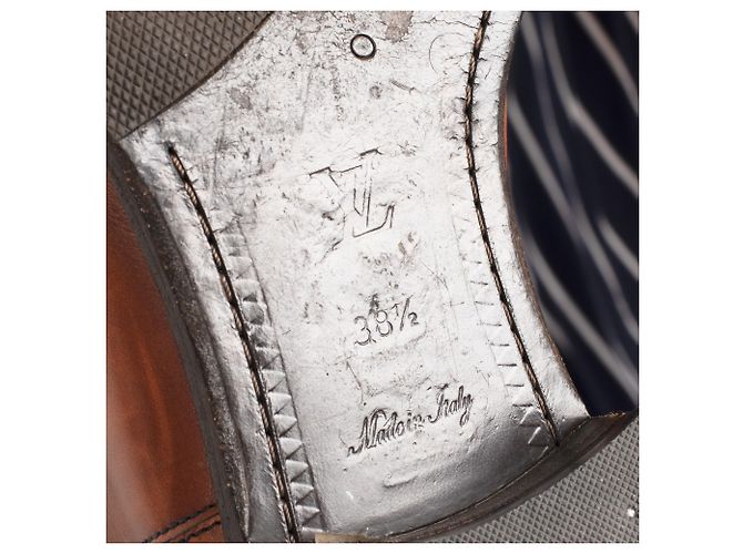 Stivali da equitazione Louis Vuitton in cammello bicolore e pelle di vitello bordeaux - vista 6