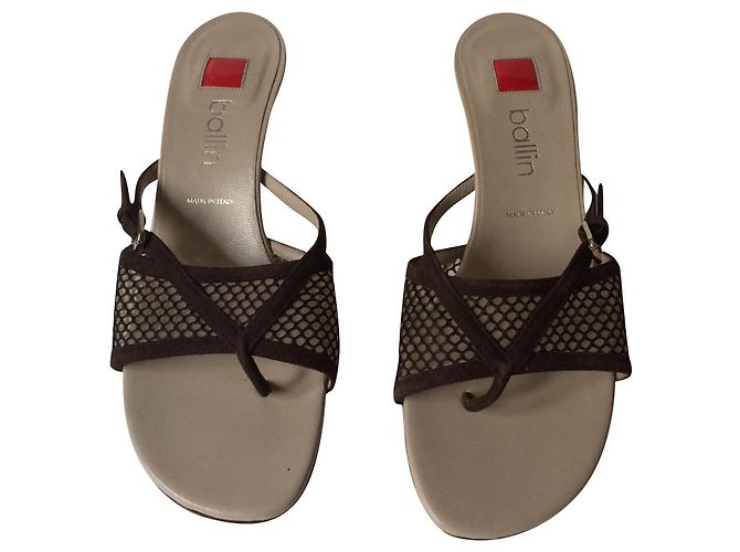 Mule con tacco Ballin marroni in pelle e scamosciato 37 - vista 2