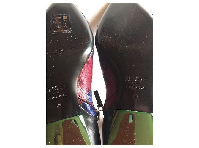 Botines Kenzo de piel burdeos con bordado azul Talla 38 Multicolor - vista 4