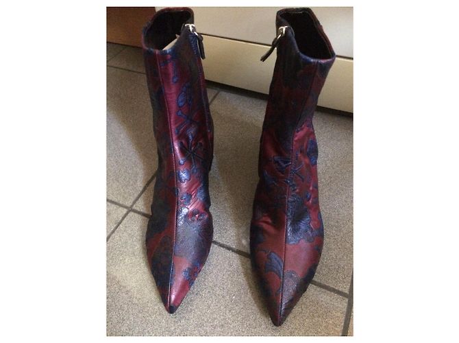 Botines Kenzo de piel burdeos con bordado azul Talla 38 Multicolor - vista 6