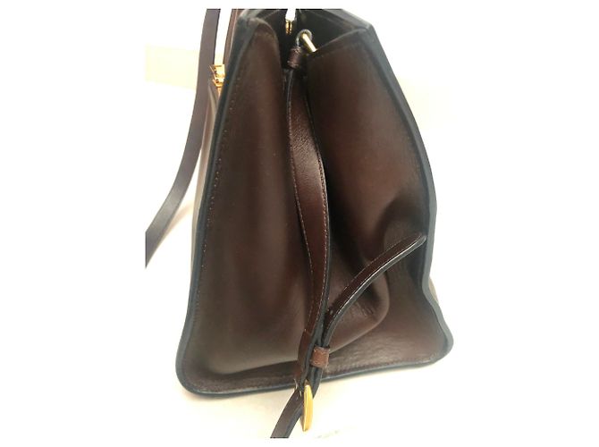Bolso de mano Prada Saffiano de piel marrón oscuro - vista 5
