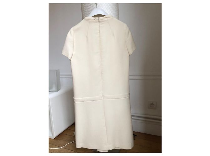 Cacharel Baumwollkleid Creme kurze Ärmel Aus weiß - Ansicht 2