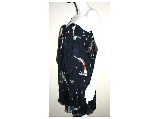 Vestido de seda con corsé azul Matthew Williamson Multicolor - vista 2