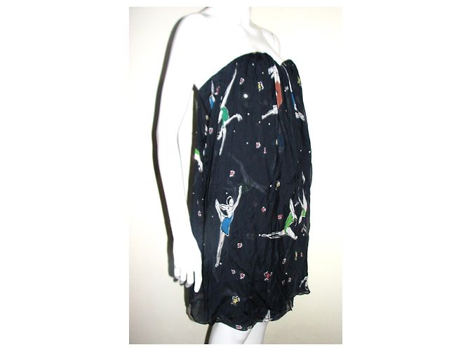 Vestido de seda con corsé azul Matthew Williamson Multicolor - vista 4