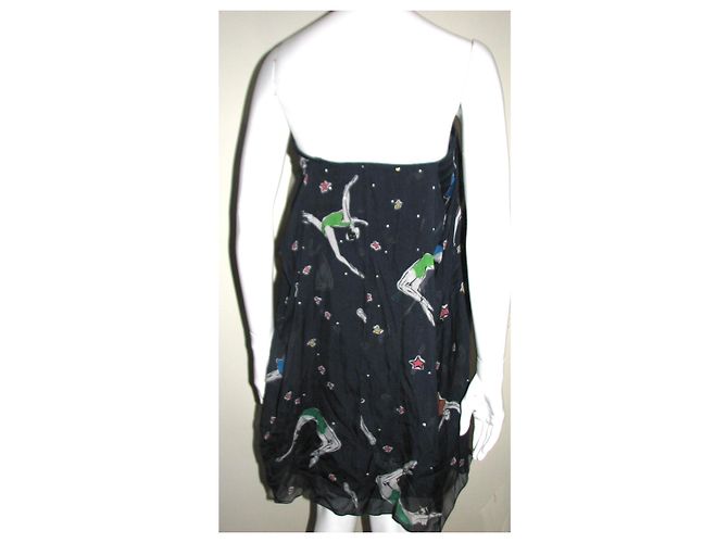 Vestido de seda con corsé azul Matthew Williamson Multicolor - vista 6