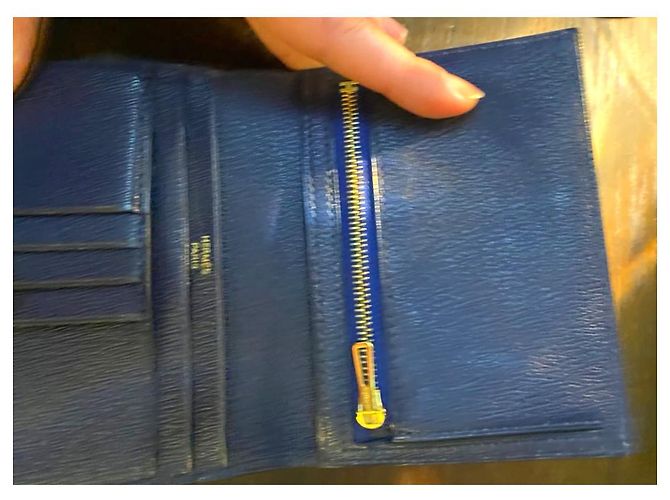 Béarn Hermès Hermes Bearn kompakte Alligatorbrieftasche Dunkelblau - Ansicht 2