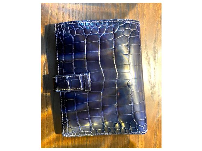 Béarn Hermès Hermes Bearn kompakte Alligatorbrieftasche Dunkelblau - Ansicht 3