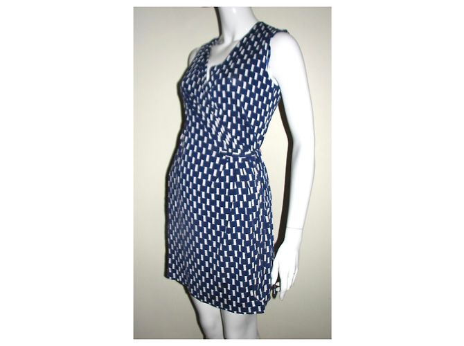 Diane Von Furstenberg DvF Callista Seidenwickelkleid Weiß Blau - Ansicht 2