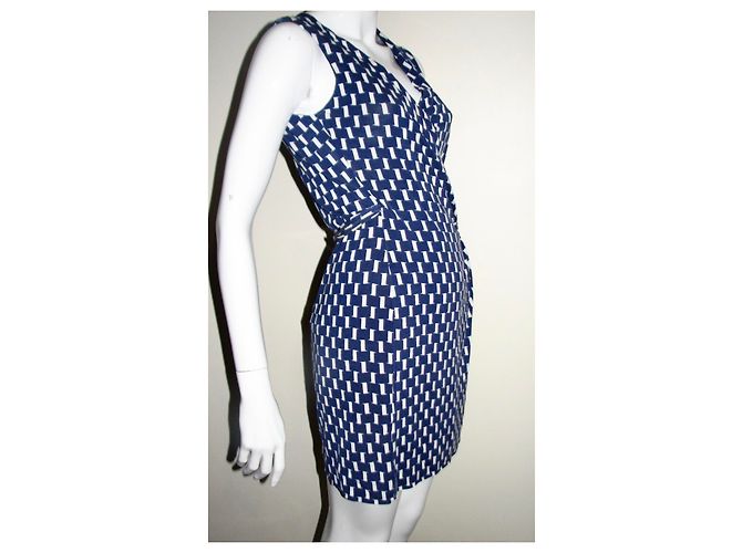 Diane Von Furstenberg DvF Callista Seidenwickelkleid Weiß Blau - Ansicht 3