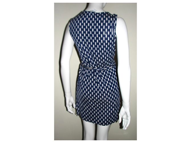 Diane Von Furstenberg DvF Callista Seidenwickelkleid Weiß Blau - Ansicht 4