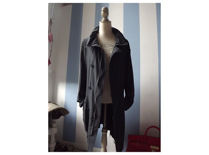 Alexander McQueen Gabardina de seda negra Negro - vista 5