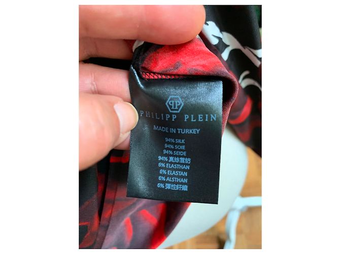 Blusa Philipp Plein in seta stretch multicolore - vista 10