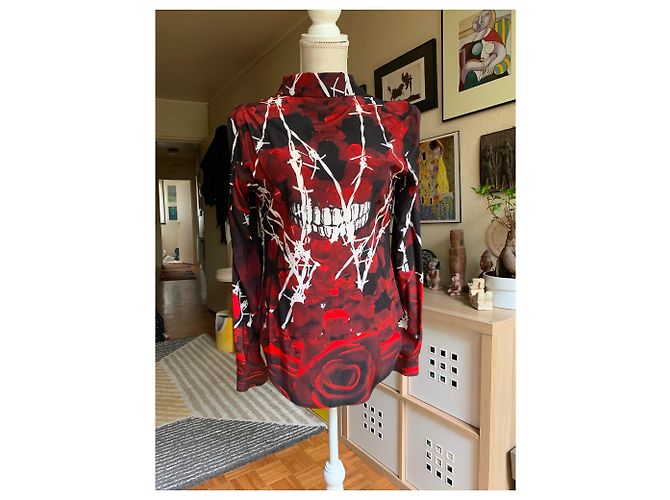 Blusa Philipp Plein in seta stretch multicolore - vista 2