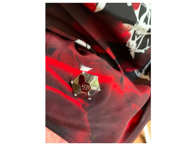 Blusa Philipp Plein in seta stretch multicolore - vista 5