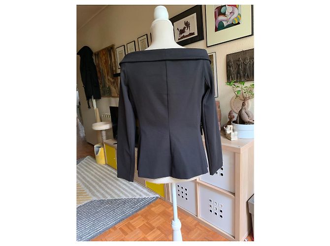 Autre Marque Giacca Souvenir con spalle scoperte nera in cotone Nero - vista 2