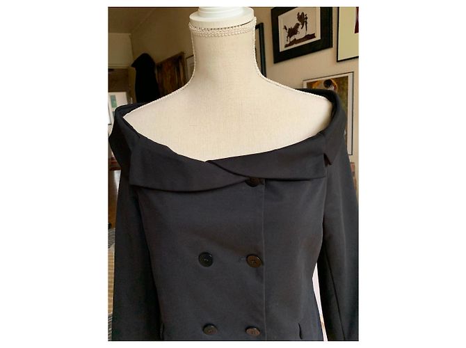 Autre Marque Giacca Souvenir con spalle scoperte nera in cotone Nero - vista 3