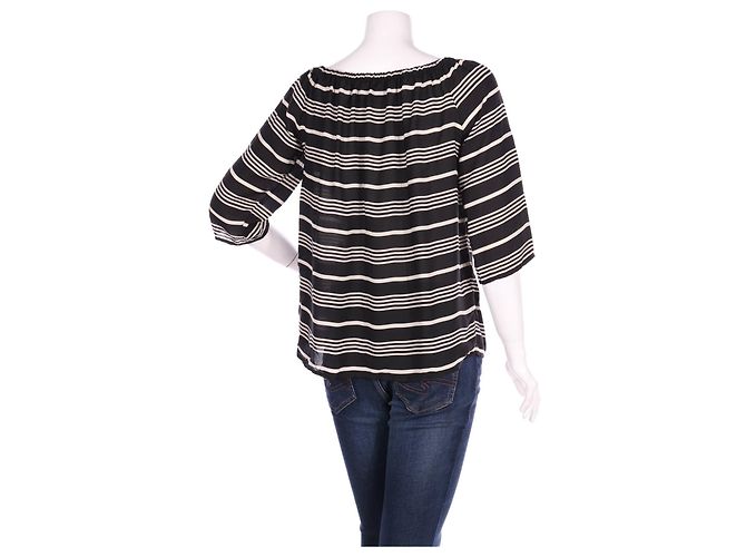 Camicetta Cynthia Rowley Nera Bianca Viscosa M Nero Bianco - vista 2