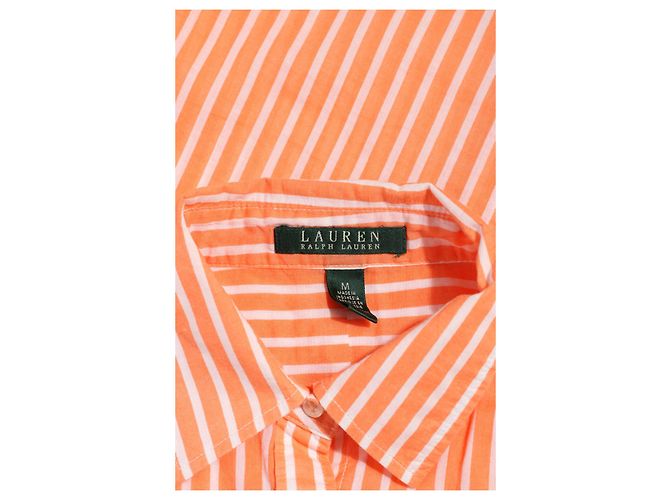 Camicia a righe Ralph Lauren in cotone arancione e bianca Bianco - vista 3