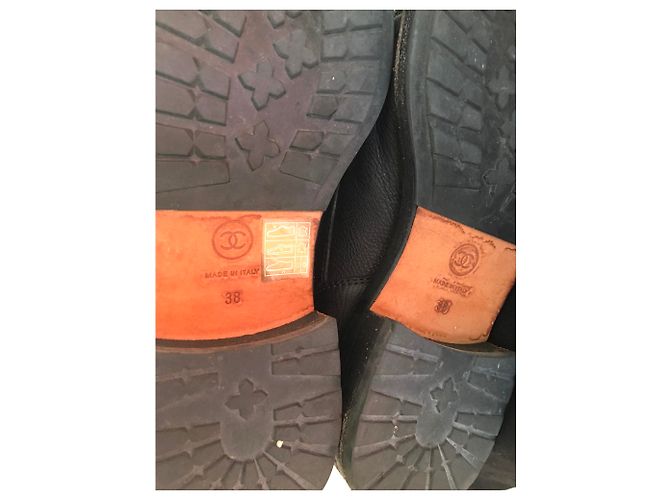 Stivali Biker Chanel in Pelle e Tweed Nero - vista 4