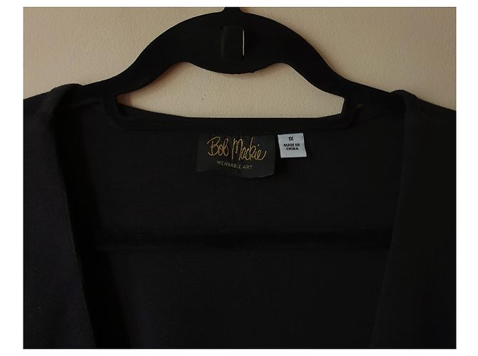 Bob Mackie schwarze Strickjacke mit Stickereidetails XL - Ansicht 4