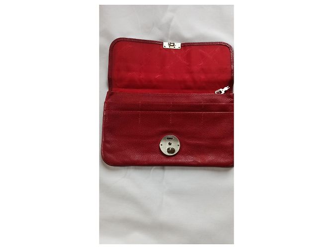 Clutch Longchamp Foulonné em couro vermelho - vista 5