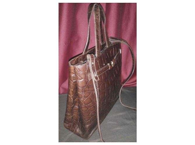 Borsa Furla in pelle di coccodrillo marrone Marrone scuro - vista 2