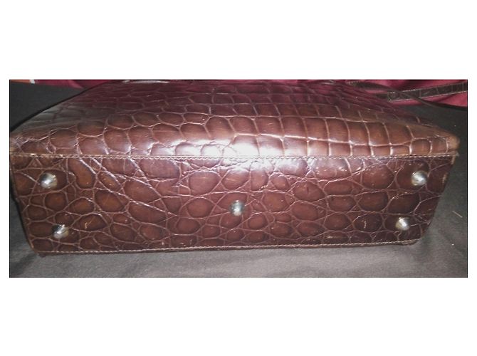 Borsa Furla in pelle di coccodrillo marrone Marrone scuro - vista 3