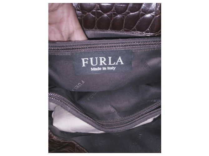 Borsa Furla in pelle di coccodrillo marrone Marrone scuro - vista 4