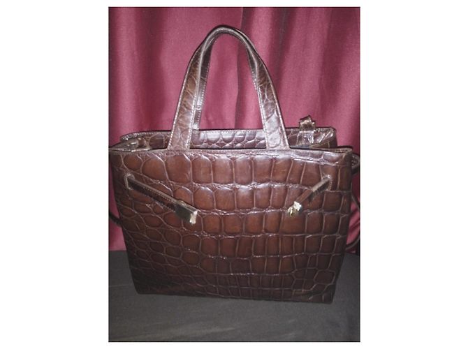 Borsa Furla in pelle di coccodrillo marrone Marrone scuro - vista 6