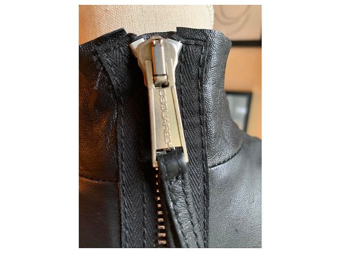 Abito dritto in pelle nera Dsquared2 Nero - vista 4