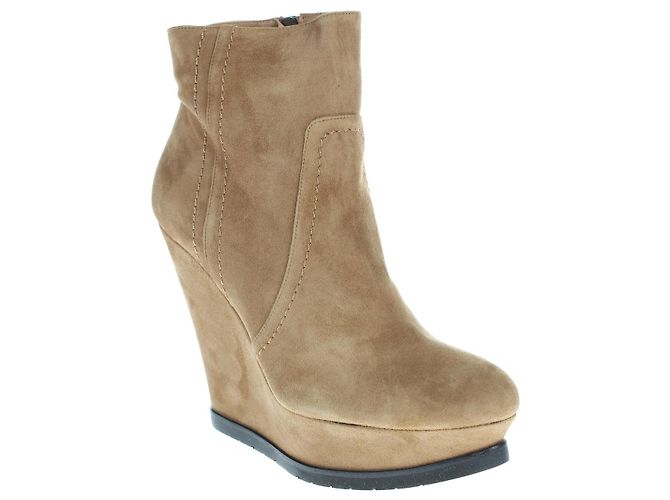 Botas Pura Lopez de gamuza beige talla 39 - vista 2