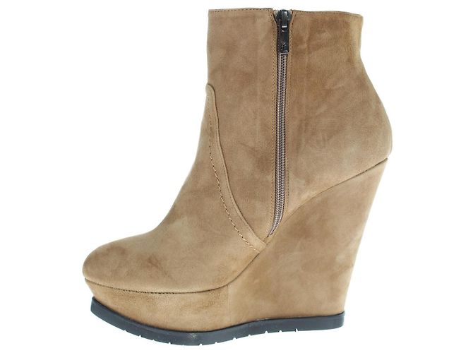 Botas Pura Lopez de gamuza beige talla 39 - vista 3