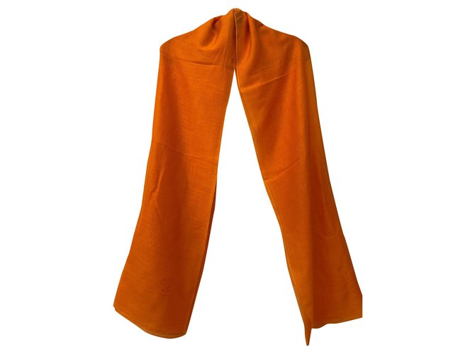 Sciarpa Hermès Plume seta e cashmere arancione - vista 2
